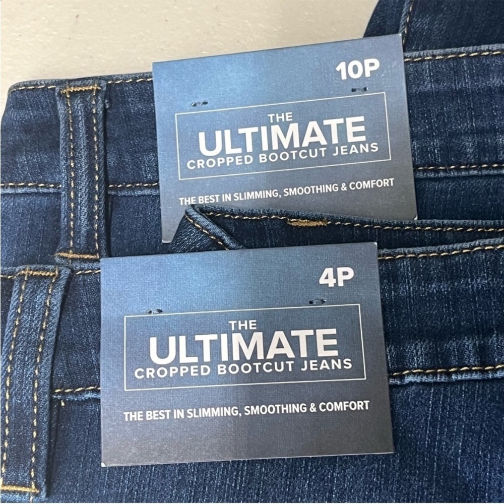 SOFT SURROUNDINGS NWT THE ULTIMATE CROPPED BOOTCUT JEANS RIPPLE BLUE WASH PETITE - Picture 7 of 16